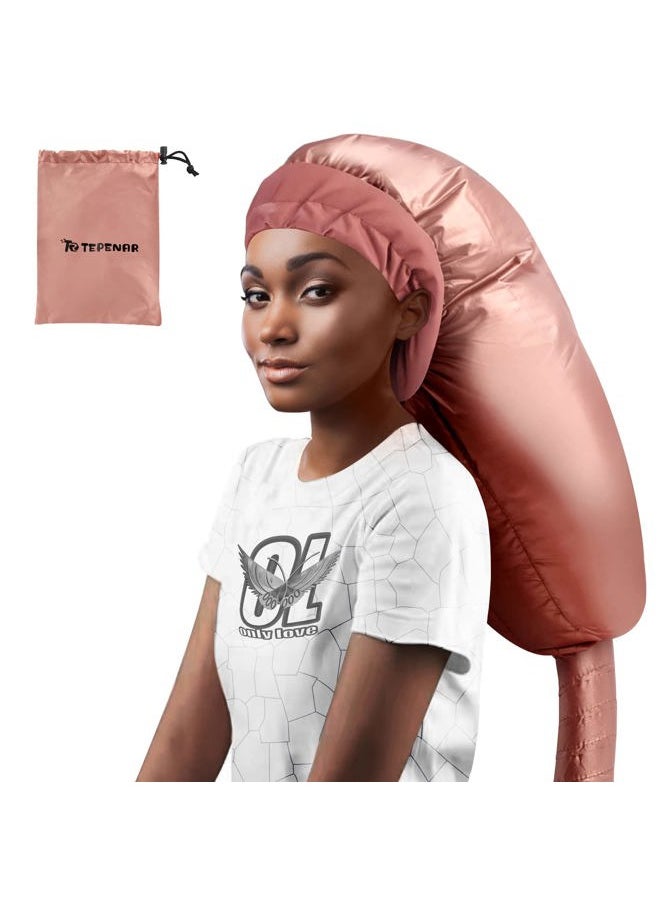 TEPENAR Bonnet Hair Dryer Attachment: Upgraded Extra Large Adjustable Hair Dryer Cap - Easy to Use for Natural Curly Textured Hair Care Styling Fast Drying - Rose Gold  - Image 1