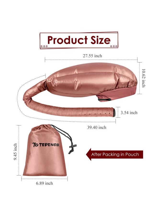 TEPENAR Bonnet Hair Dryer Attachment: Upgraded Extra Large Adjustable Hair Dryer Cap - Easy to Use for Natural Curly Textured Hair Care Styling Fast Drying - Rose Gold  - Image 3