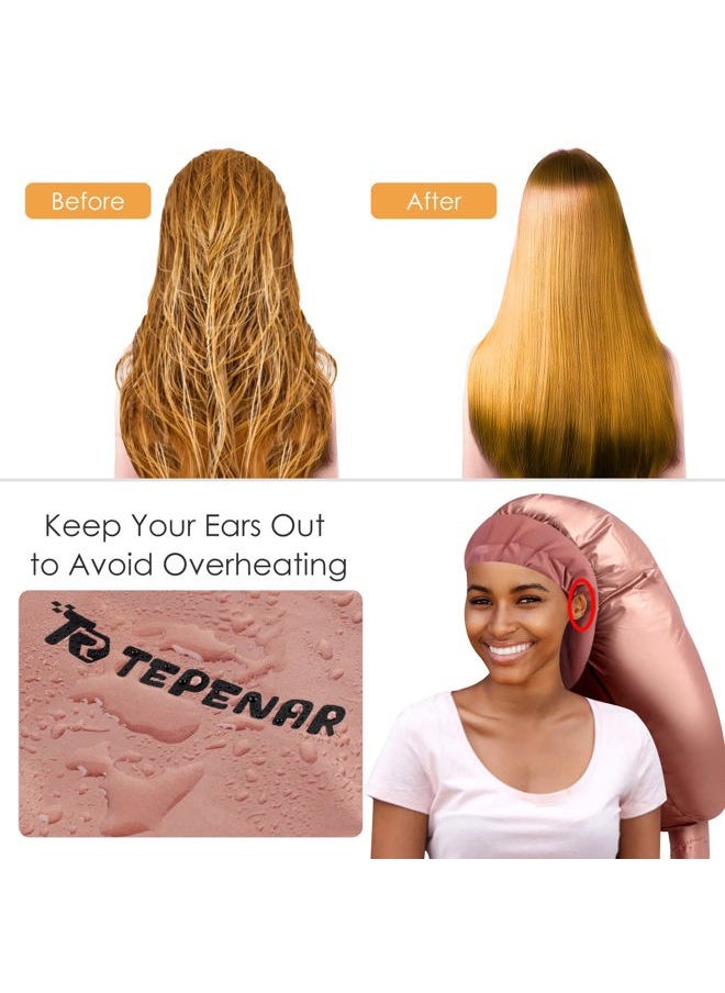 TEPENAR Bonnet Hair Dryer Attachment: Upgraded Extra Large Adjustable Hair Dryer Cap - Easy to Use for Natural Curly Textured Hair Care Styling Fast Drying - Rose Gold  - Image 5