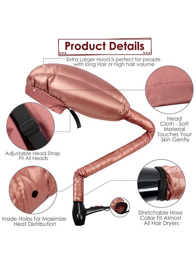 TEPENAR Bonnet Hair Dryer Attachment: Upgraded Extra Large Adjustable Hair Dryer Cap - Easy to Use for Natural Curly Textured Hair Care Styling Fast Drying - Rose Gold  - Image 2