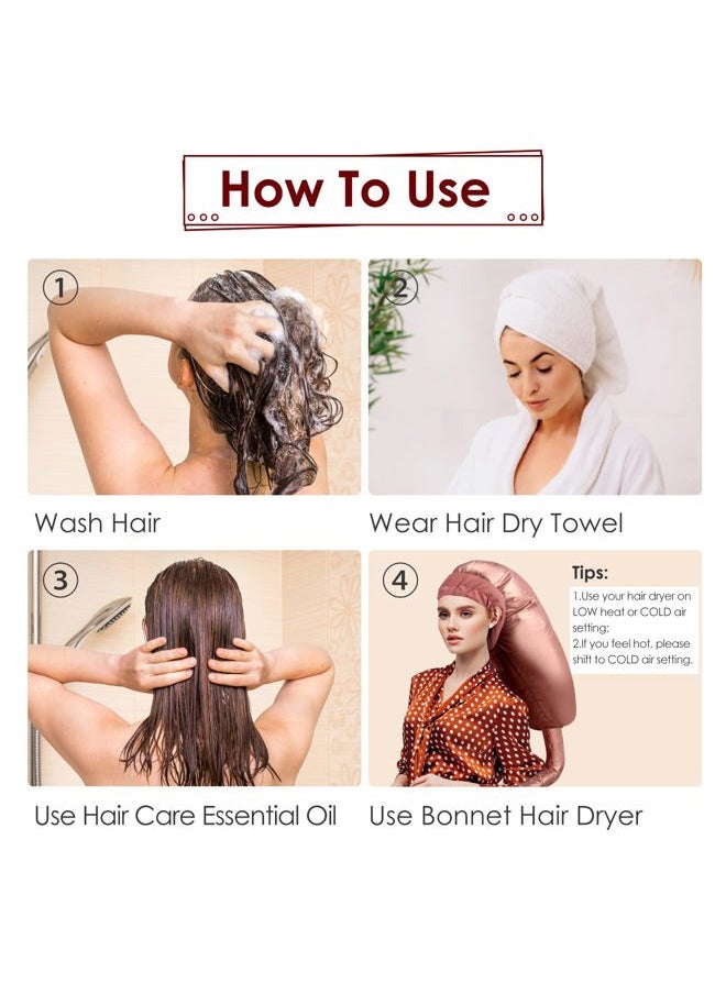 TEPENAR Bonnet Hair Dryer Attachment: Upgraded Extra Large Adjustable Hair Dryer Cap - Easy to Use for Natural Curly Textured Hair Care Styling Fast Drying - Rose Gold  - Image 4