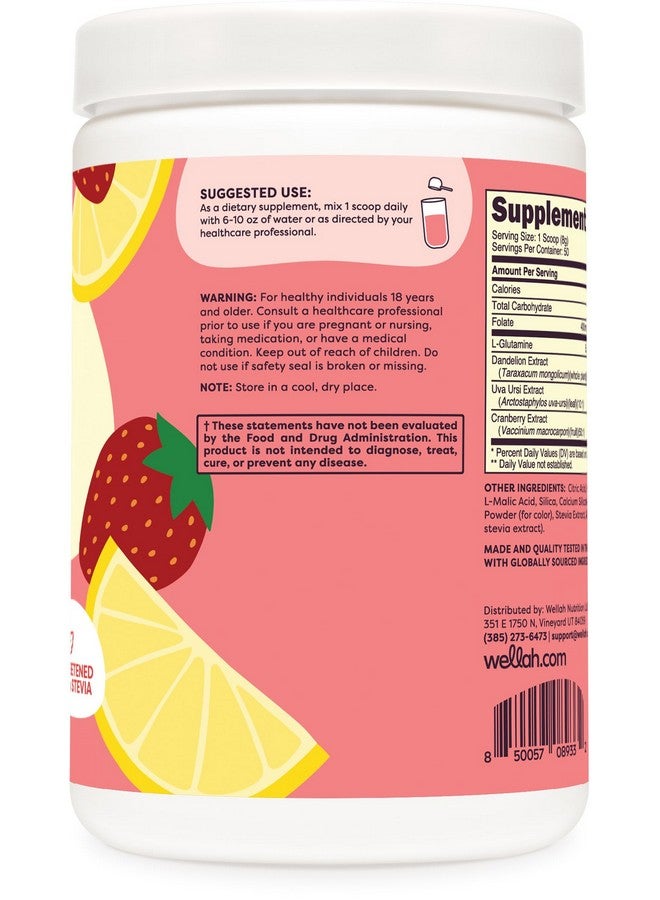 Wellah L-Glutamine Strawberry Lemonade Flavored (50 Servings) - 5g L-Glutamine Per Serving, Sweetened with Stevia - Image 3