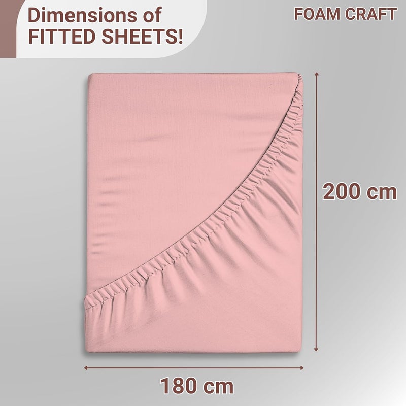 FOAM CRAFT 100% Cotton Fitted Bed Sheet - California King Size, Pink, 180 x 200cm - Image 2