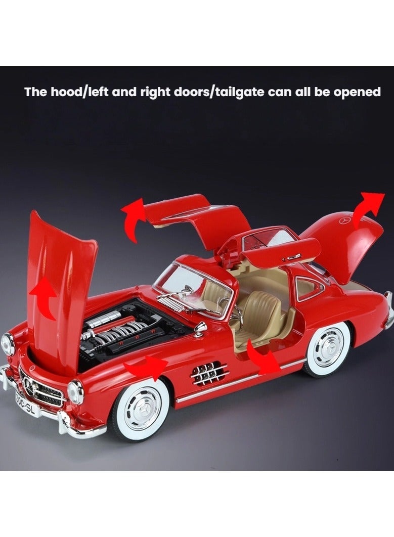 1:24 مرسيدس-بنز 300SL سيارة كلاسيكية عتيقة نموذج محاكاة صوت وضوء من سبائك معدنية - Image 2
