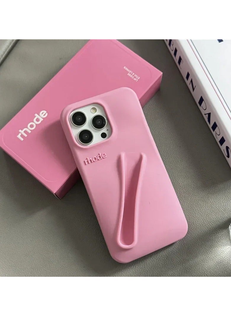 rhode Silicone Lip Holder for Cell Phone, Lip Gloss Adhesive Sleeve for Phone, Lip Holder Stick-on Phone Case, Back Stick On Holder for iPhone Phones（Ribbon） - Image 1