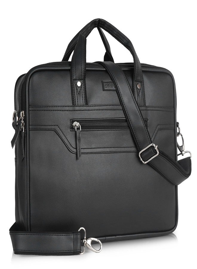 SAULT Vegan Leather Executive Laptop Office Briefcase with Shoulder Strap | Fits Up to 15.6-Inch Laptop | Business & Travel Messenger Bag for Unisex - Image 1
