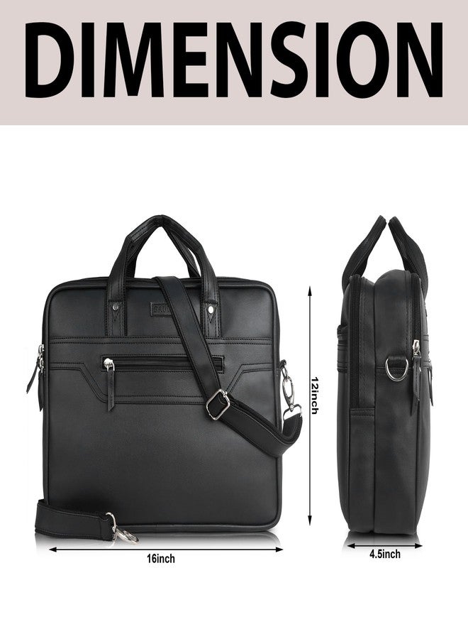 SAULT Vegan Leather Executive Laptop Office Briefcase with Shoulder Strap | Fits Up to 15.6-Inch Laptop | Business & Travel Messenger Bag for Unisex - Image 5