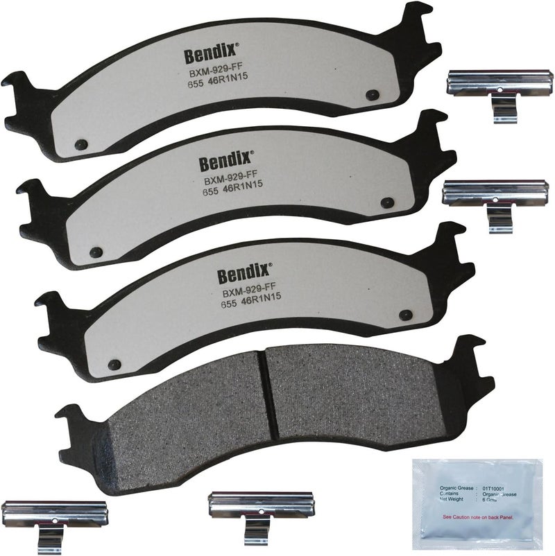 Bendix Fleet Metlok MKD655FM Semi-Metallic Front Brake Pads for Select Models Dodge B2500,B3500,Ram 2500 Van,3500 Ford E-150,E-250,Econoline,E-350 Club Wagon,Super Duty,E-450 F-250,HD,F-350,P-350 - Image 1
