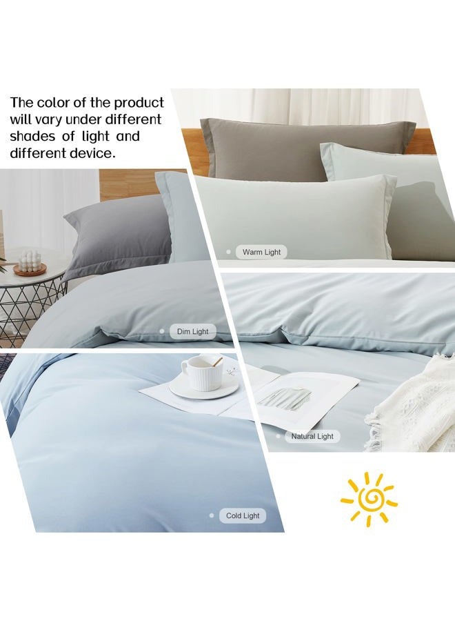 Dreaming Wapiti Duvet Cover Set Queen Size, Washed Microfiber Cornflower Blue Queen Size Solid Color, Soft and Breathable Bedding Set with Zipper Closure & Corner Ties (Cornflower Blue, - Image 3