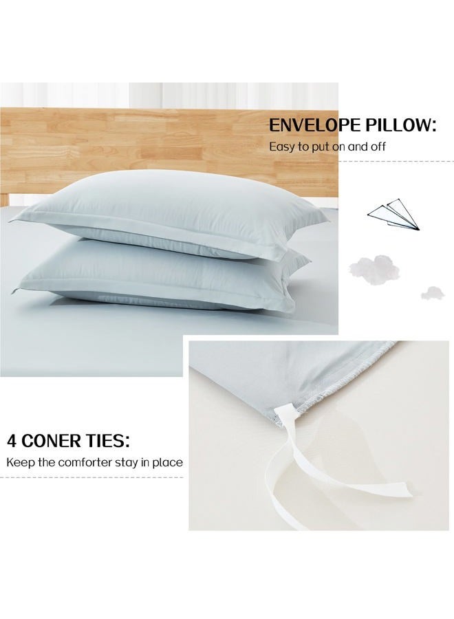 Dreaming Wapiti Duvet Cover Set Queen Size, Washed Microfiber Cornflower Blue Queen Size Solid Color, Soft and Breathable Bedding Set with Zipper Closure & Corner Ties (Cornflower Blue, - Image 5