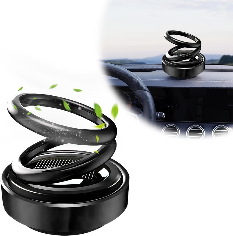 DXNQ Solar-Powered Rotating Car Air Freshener - Dual Ring Decorative Perfume Dispenser for Car & Home - Image 1