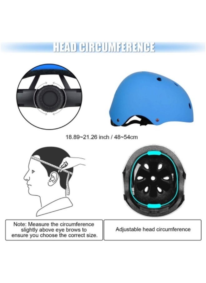 GGEROU Roller Skating Protective Gear Children's Helmet Set of Riding Elbow Wristband Skateboard Skates Balance Bike Helmet Knee Pads Blue  - Image 4