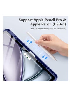 Generic Ecosystem Hybrid Case Compatible with iPad Pro 12.9 inch (2022/2021/2020/2018, 6th/5th/4th/3rd Generation) - Shockproof Clear Back Cover with Pencil Holder, Auto Wake/Sleep (Navy)  - Image 2