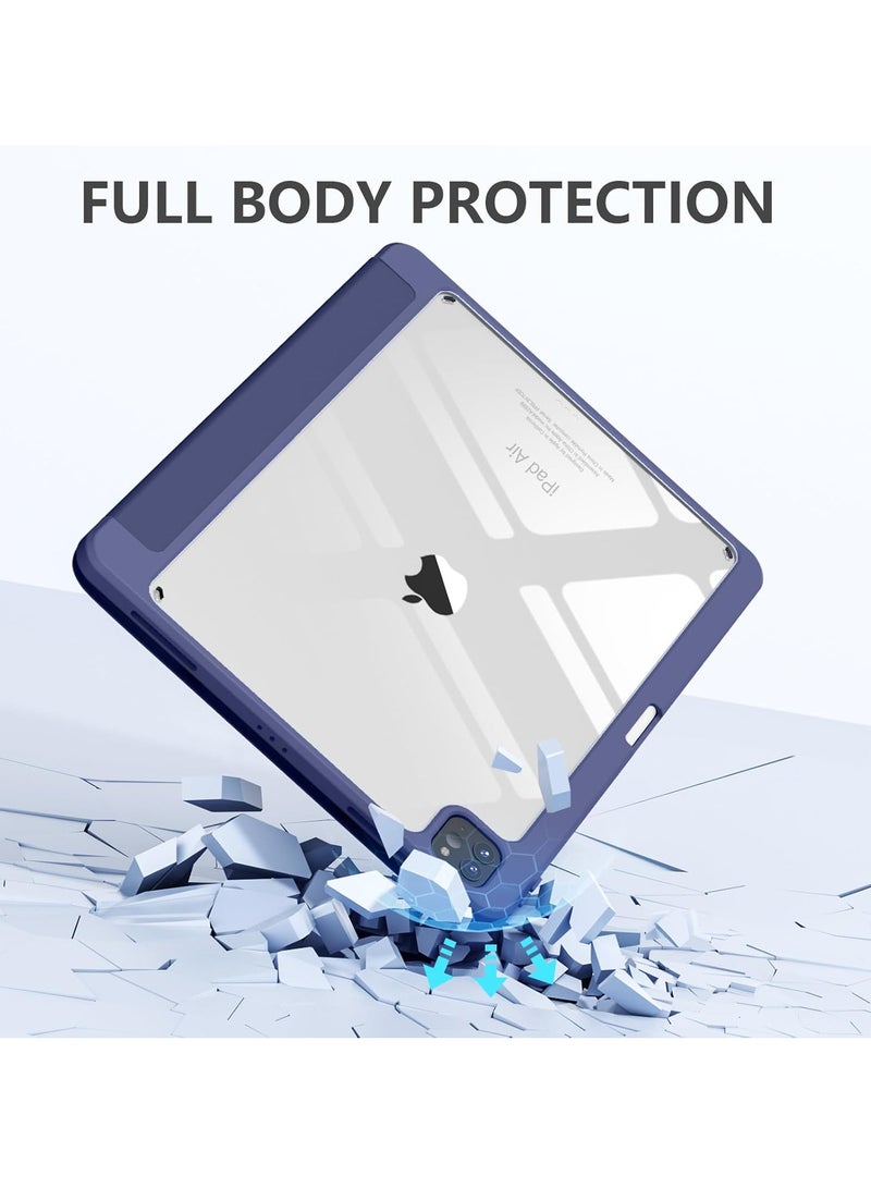 حافظة Ecosystem Hybrid متوافقة مع iPad Pro مقاس 12.9 بوصة (2022/2021/2020/2018، الجيل السادس/الخامس/الرابع/الثالث) - غطاء خلفي شفاف مقاوم للصدمات مع حامل قلم، خاصية الاستيقاظ/السكون التلقائي (أزرق داكن) - Image 3
