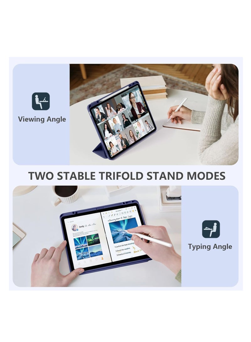 حافظة Ecosystem Hybrid متوافقة مع iPad Pro مقاس 12.9 بوصة (2022/2021/2020/2018، الجيل السادس/الخامس/الرابع/الثالث) - غطاء خلفي شفاف مقاوم للصدمات مع حامل قلم، خاصية الاستيقاظ/السكون التلقائي (أزرق داكن) - Image 4