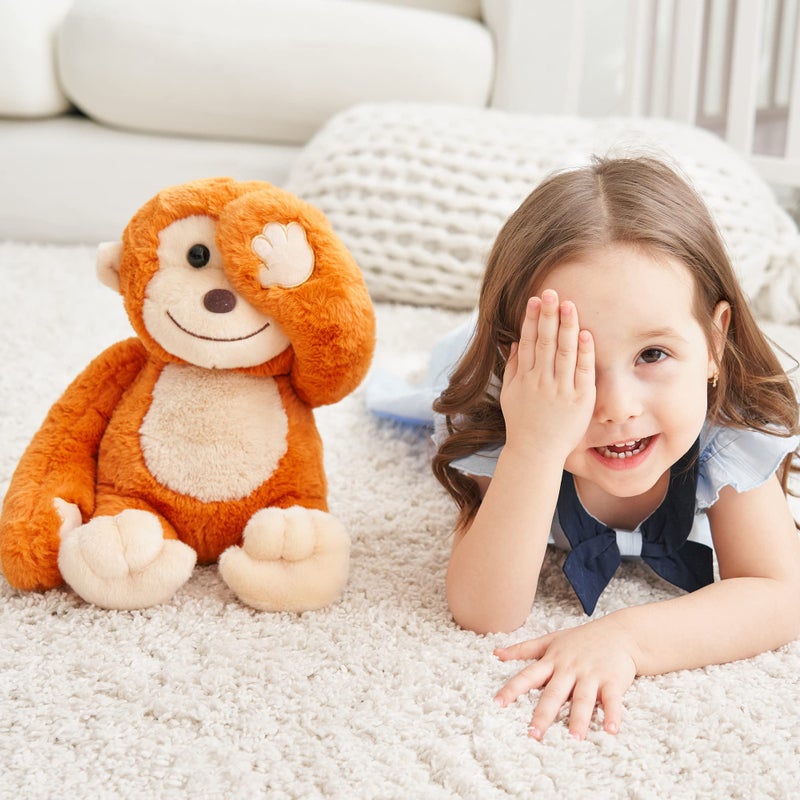 iPlay, iLearn Baby Monkey Stuffed Animal, 12" Infant Soft Hide Seek Soft Plush Toy, Newborn Babies First Birthday Gift, Cute Easter Basket for 0 3 6 9 12 Month, 1 2 3 Year Old Toddlers Girl Boy Kid - Image 5
