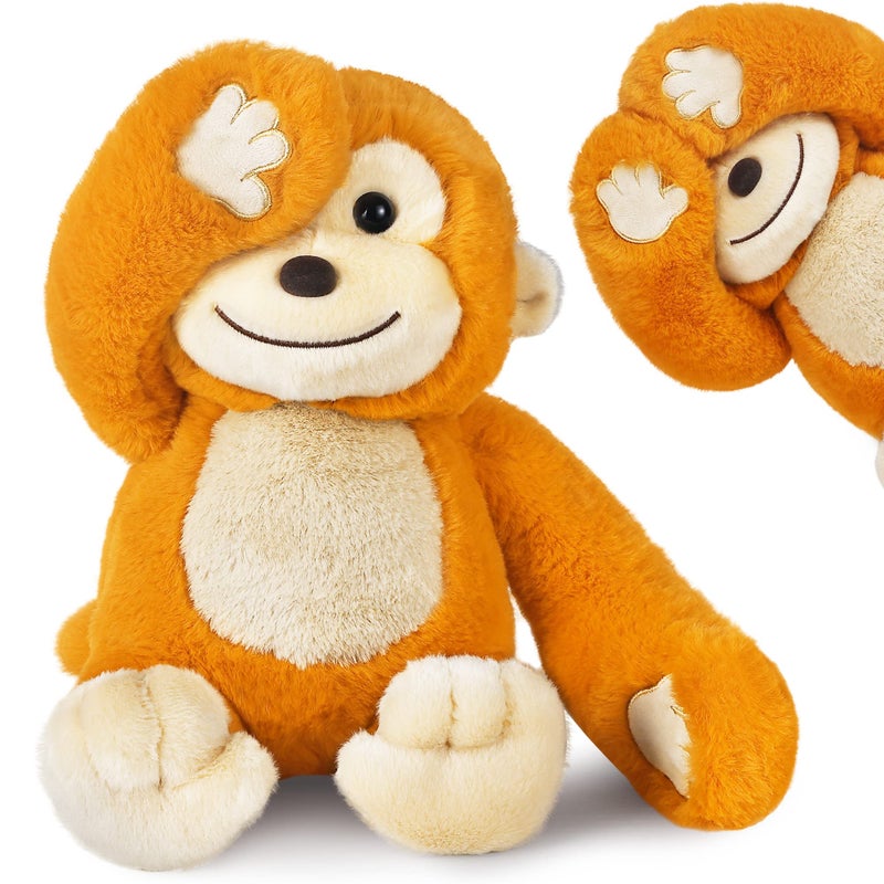iPlay, iLearn Baby Monkey Stuffed Animal, 12" Infant Soft Hide Seek Soft Plush Toy, Newborn Babies First Birthday Gift, Cute Easter Basket for 0 3 6 9 12 Month, 1 2 3 Year Old Toddlers Girl Boy Kid - Image 1