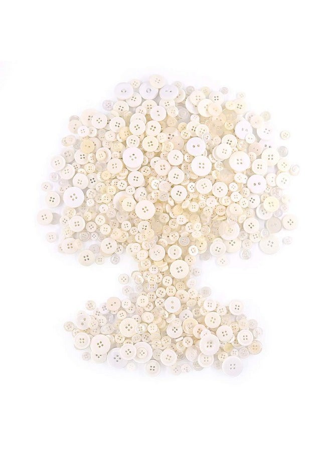 Rustark - 650Pcs White Series Resin Buttons Favorite Findings Basic Buttons 2 And 4 Holes Craft Buttons For Arts Diy Crafts Decoration Sewing Sizes Range From 0.28 To 1.18 Inch - Image 1