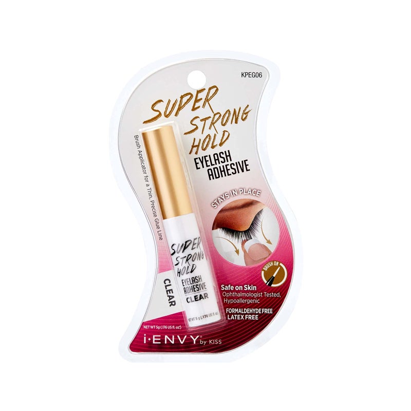 i.Envy i-ENVY By KISS Super Strong Hold Eyelash Adhesive, Brush on, Waterproof Long-Lasting Strip Lash Glue, Natural-Looking Allergy & Latex Free with Brush Applicator (Clear) - Image 1