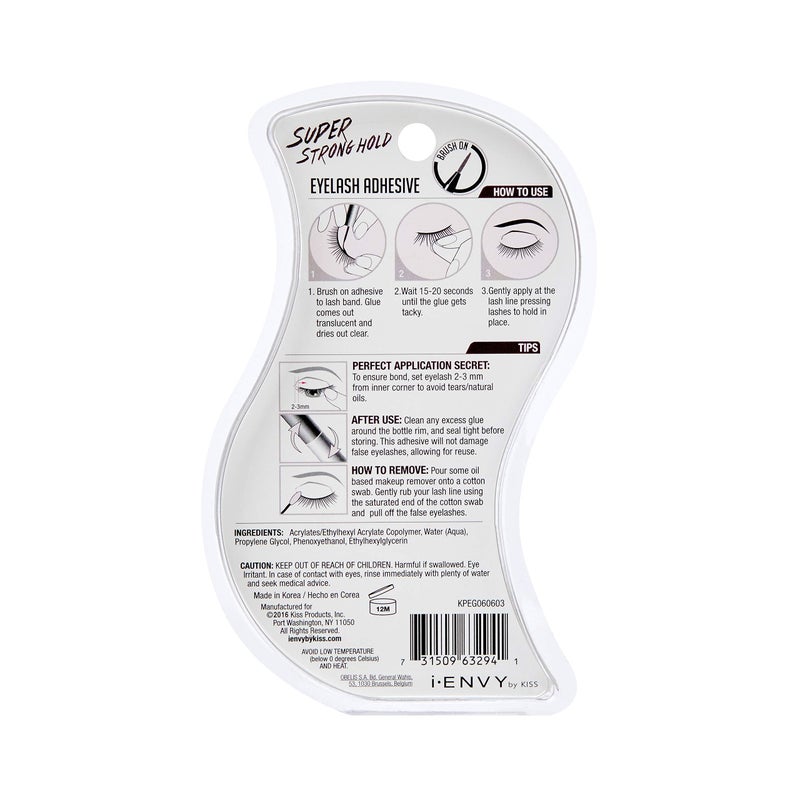 i.Envy i-ENVY By KISS Super Strong Hold Eyelash Adhesive, Brush on, Waterproof Long-Lasting Strip Lash Glue, Natural-Looking Allergy & Latex Free with Brush Applicator (Clear) - Image 2