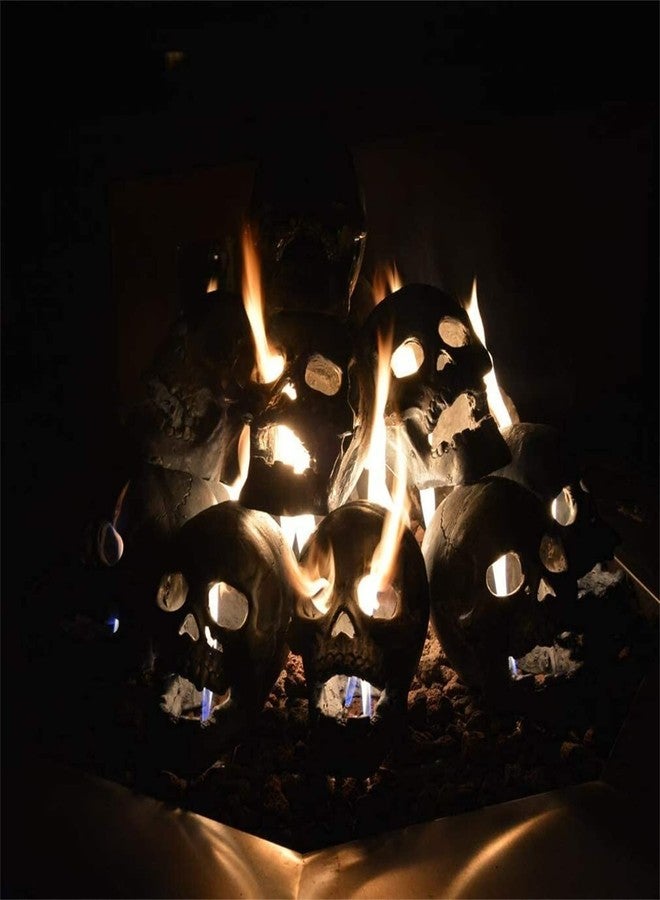 YTCPMHEA 2022 New Terrifying Human Skull Fire Pit, Fireproof Imitated Human Skull Ceramic, Durable Reusable Fire Pit Skulls, Halloween Skull Shaped Fire Stones for Fire Pit Bonfire Campfire Fireplaces (1PCS) - Image 4