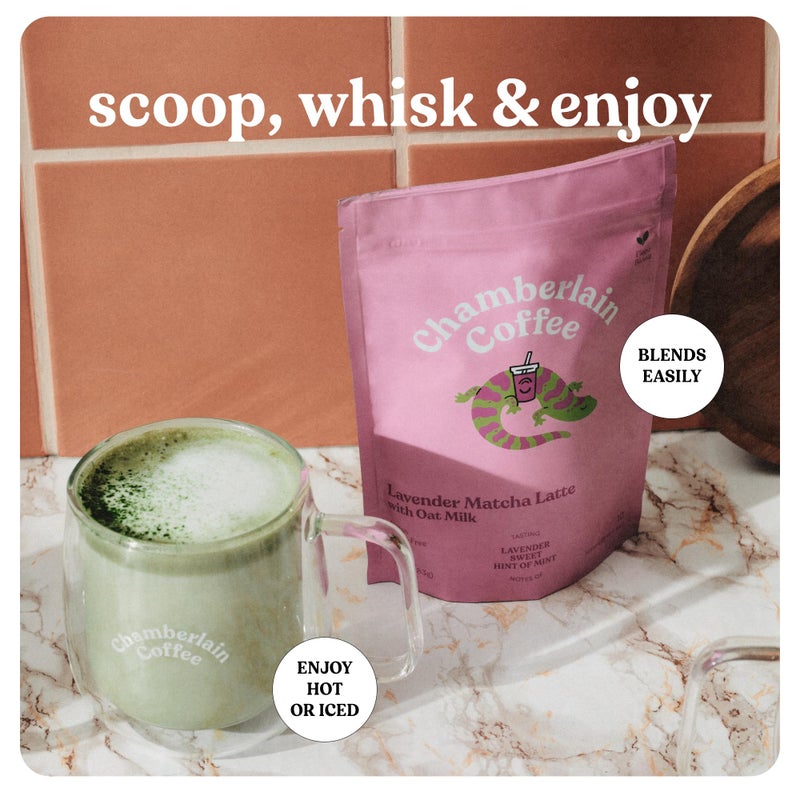 Chamberlain Coffee Lavender Matcha Latte Mix - Matcha Latte with Oat Milk - Sweet Lavender + Fresh Mint - Vegan Matcha Latte Powder - 10 Servings - Image 4