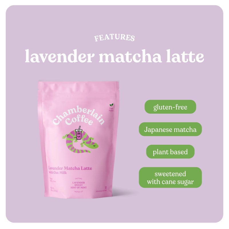 Chamberlain Coffee Lavender Matcha Latte Mix - Matcha Latte with Oat Milk - Sweet Lavender + Fresh Mint - Vegan Matcha Latte Powder - 10 Servings - Image 5