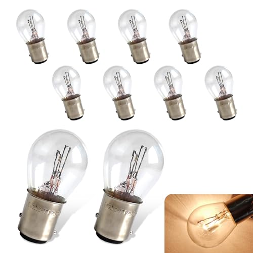 pinflaw Pack10 Car 1157 Brake Light Bulb P215W BAY15D Dual Contact High and Low Leg Energy Saving Halogen Lamp Replacement Shockresistant Antiglare Light Bulb Universal for Car Trucks White - Image 1