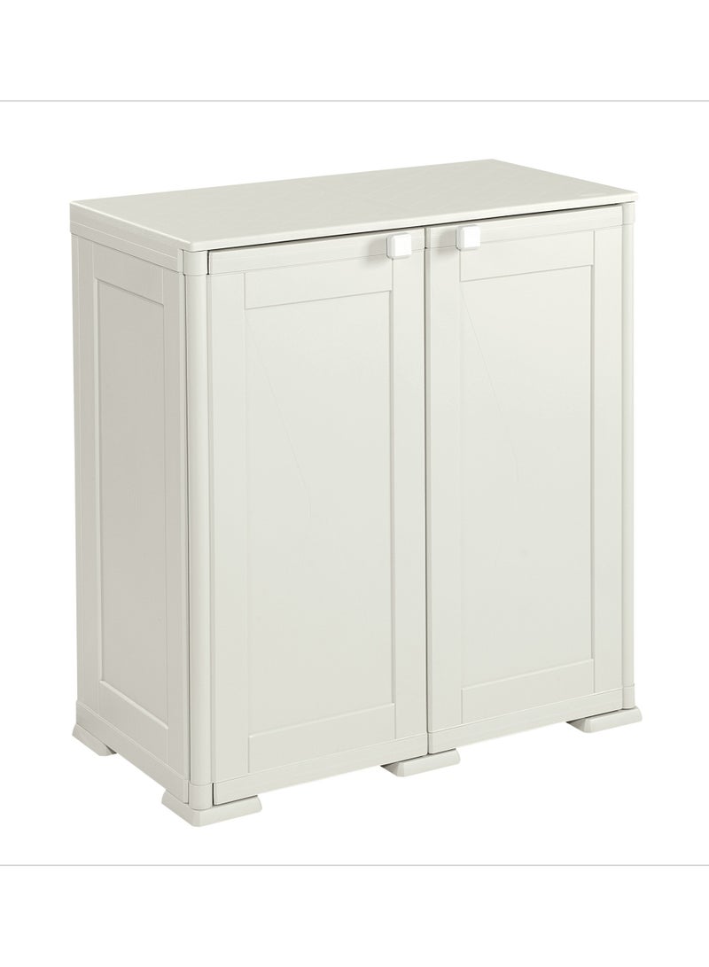 Tontarelli Tontarelli Storage Cabinet, Made in Italy, for Home, Office & Outdoor, Garage Organizer, Multipurpose Storage Unit with 1 Shelf and 2 Compartments, 79L x 43W x 85.5H cm, Cream, TRL-8086262159  - Image 1