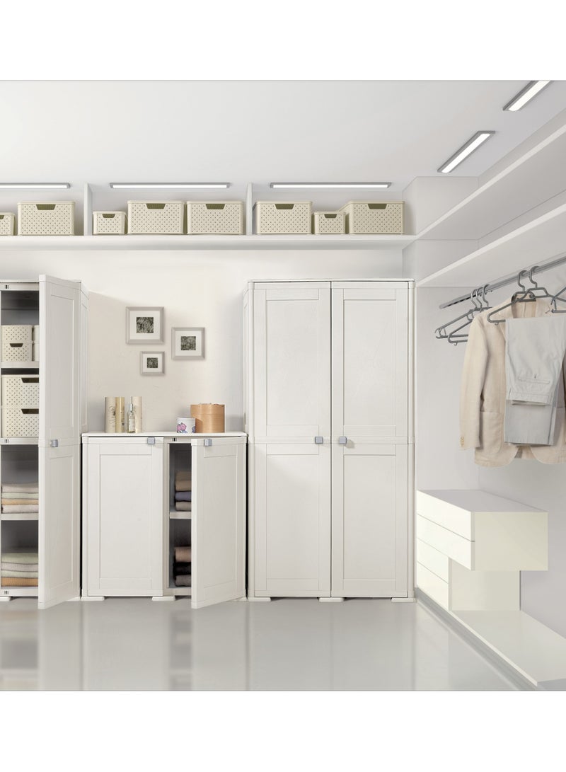 Tontarelli Tontarelli Storage Cabinet, Made in Italy, for Home, Office & Outdoor, Garage Organizer, Multipurpose Storage Unit with 1 Shelf and 2 Compartments, 79L x 43W x 85.5H cm, Cream, TRL-8086262159  - Image 2