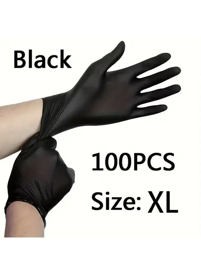 100 Pcs Black Disposable Nitrile Gloves XL Size For Household Cleaning Tattoo Hair Dye - Image 1