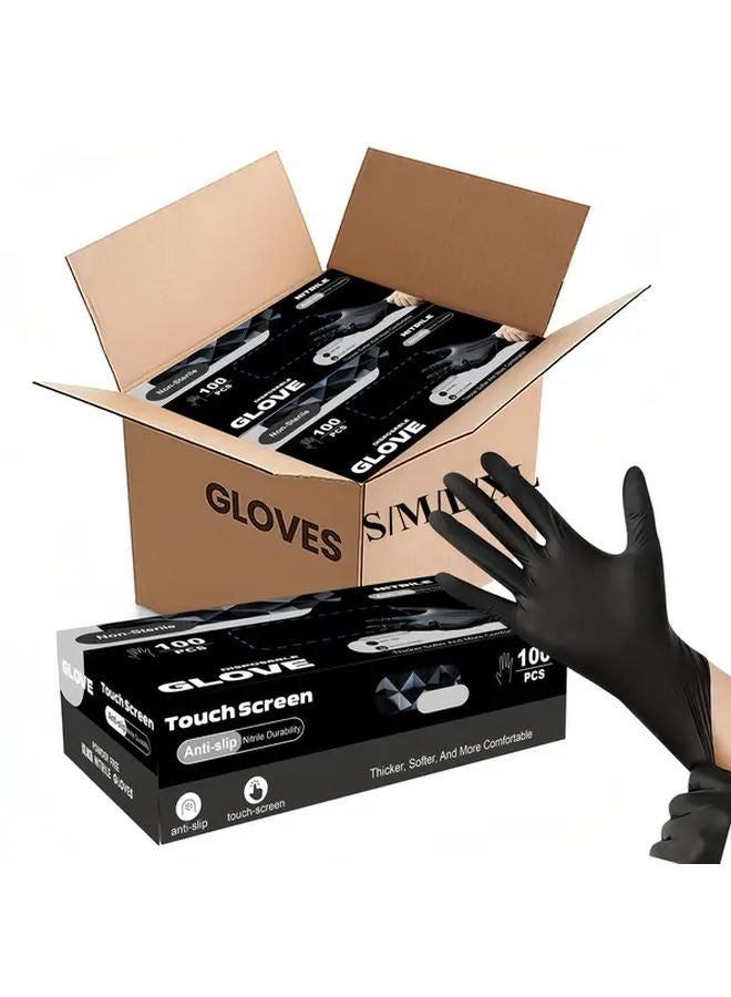 100 Pcs Black Disposable Nitrile Gloves XL Size For Household Cleaning Tattoo Hair Dye - Image 2