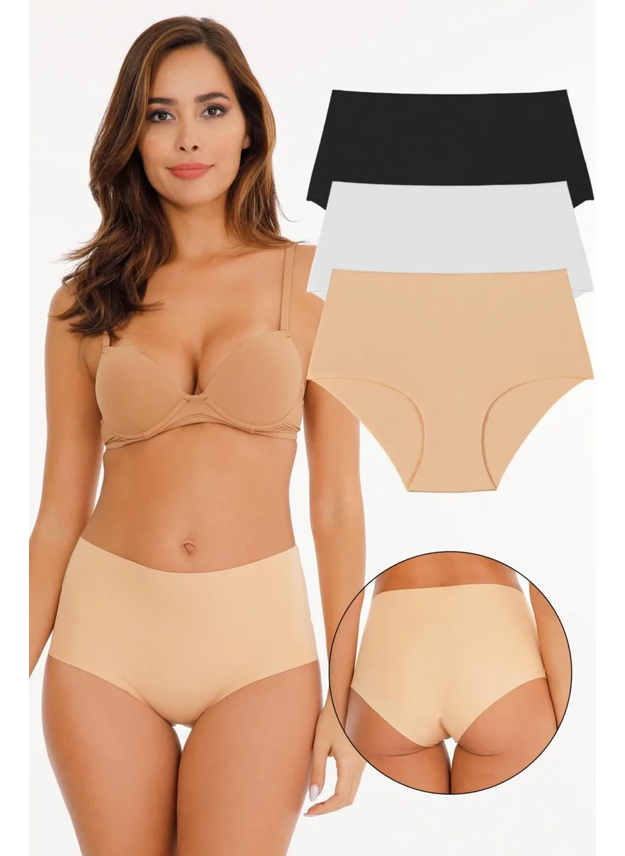 Sensu Women's Cotton High Waist 3 Piece Panties Set KTS2011-ASORTI