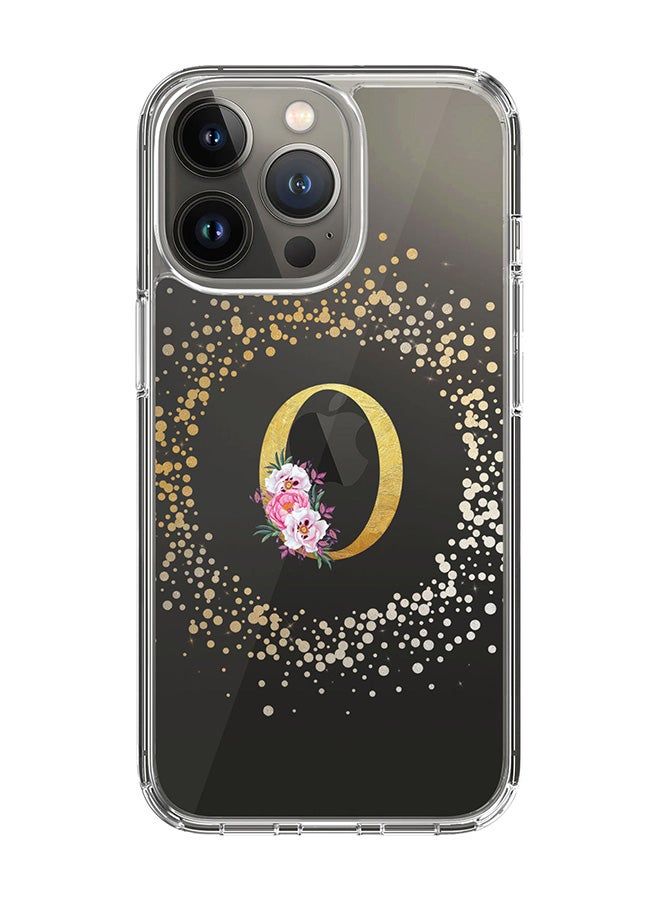 Stylizedd Classic Clear Case For iPhone 14 Pro, Hybrid Soft Case Thin Cover- Custom Monogram Initial Letter Floral Pattern Alphabet - O(Transparent) - Image 1