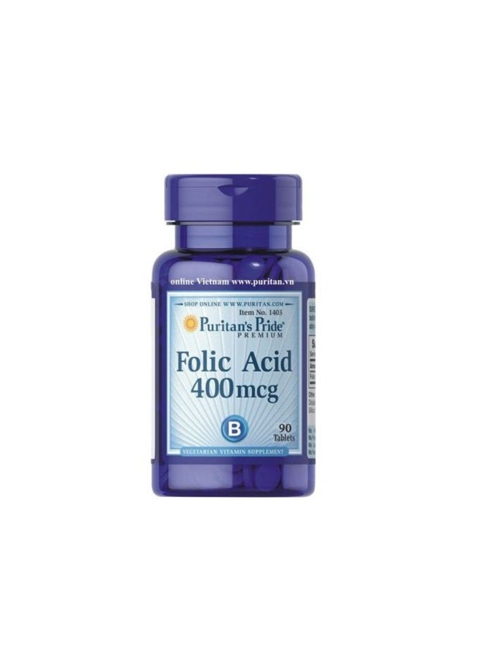 Puritan's Pride Puritan's Pride Folic Acid 400 mcg – 90 Tablets for Heart Health & Healthy Cell Growth 