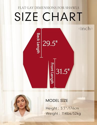 PULI Women's Elegant Shawl Wraps Soft Open Front Poncho Sweater for Spring Fall Winter red - Image 5