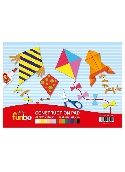 50-Sheet A3 Size Construction Pad With 220gsm Thickness Colored Sheets