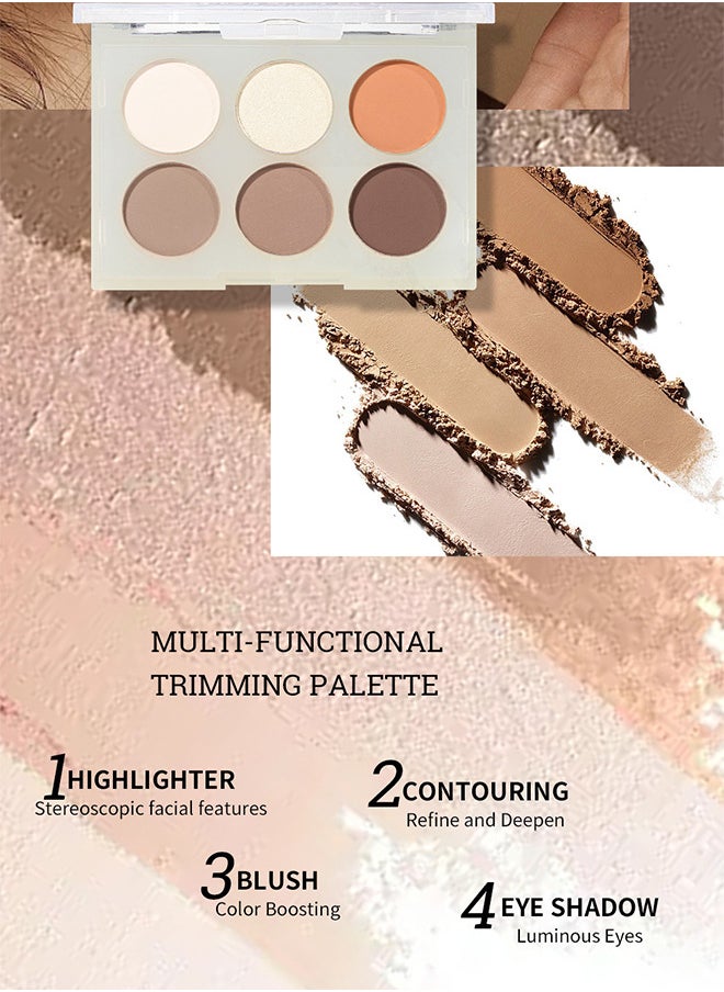 Julystar 6 Colors Blush Highlighter Makeup Palette, Bronzer Powder Matte Shimmer Metallic Finish, Face Blusher Contour Highlight Glitter Waterproof And Long Lasting Bling Natural Sparkle For Woman  - Image 3