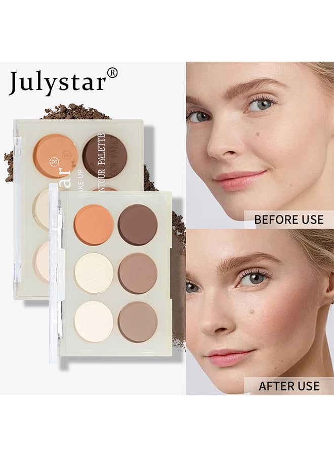 Julystar 6 Colors Blush Highlighter Makeup Palette, Bronzer Powder Matte Shimmer Metallic Finish, Face Blusher Contour Highlight Glitter Waterproof And Long Lasting Bling Natural Sparkle For Woman  - Image 2