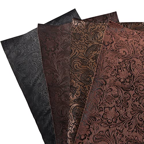 David accessories Bump Texture Faux Leather Sheet 4 Pcs 7.7" x 12.9" (20 cm x 33 cm) Plain Geometric Pattern Printed Faux Leather Fabric Sheet for DIY Bows Earrings Making Crafts (Bump Texture) - Image 5