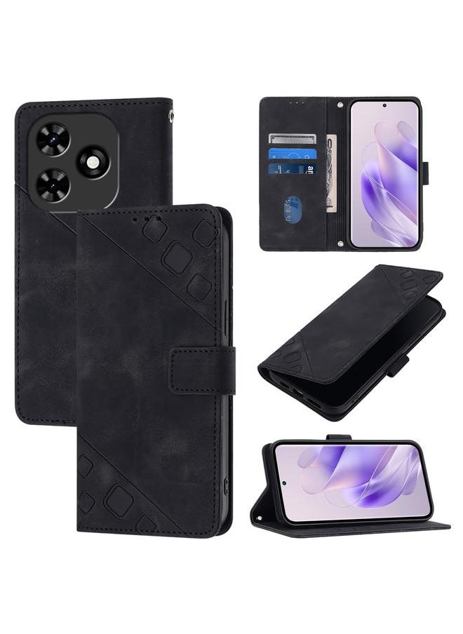 erorex For Tecno Spark Go 2024 / Spark 20C Skin Feel Embossed Leather Phone Case(Black) 