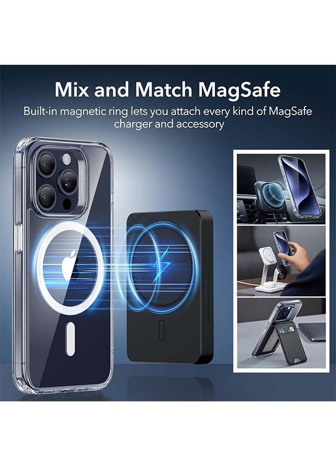 فوسيبورو iPhone 15 Pro agsafe Case Clear【N52 Stronger Magnets】【Shockproof Protection】iPhone 15 Pro Cover Anti-Yellow & Anti-Scratch, Ultra Slim, Magnetic Cover for 15 Pro 6.1 inch Clear - Image 4