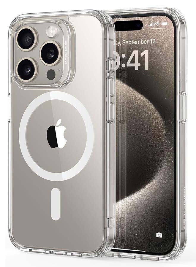 فوسيبورو iPhone 15 Pro agsafe Case Clear【N52 Stronger Magnets】【Shockproof Protection】iPhone 15 Pro Cover Anti-Yellow & Anti-Scratch, Ultra Slim, Magnetic Cover for 15 Pro 6.1 inch Clear - Image 1