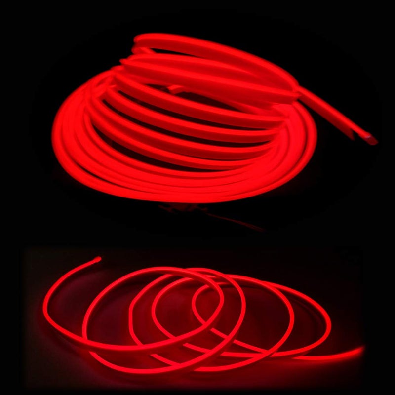 Maxlaxer El Wire Red Interior Car LED Strip Lights, 5M Neon Wire USB 5V with Fuse Protection for Automotive Car Interior Decoration with 6mm Sewing Edge - Image 4