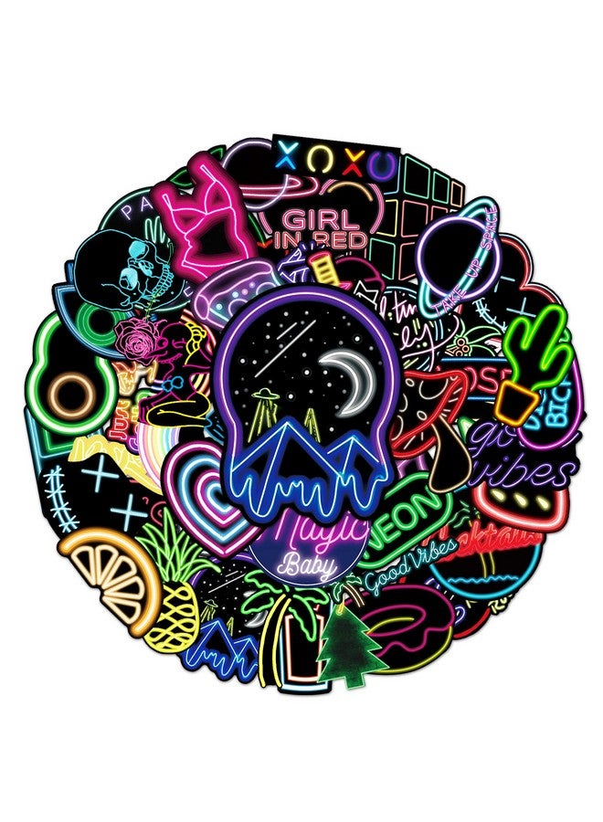 Ash & Roh Cute Cartoon Stickers for Kids, 50 Pcs Cute Stickers for Water Bottles - Cute Stickers Pack Gift for Kids Teen Birthday Party (NEON Party) - Image 5