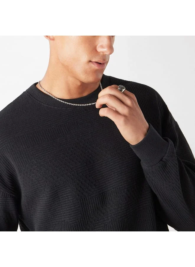 Iconic Iconic Textured Sweatshirt with Long Sleeves