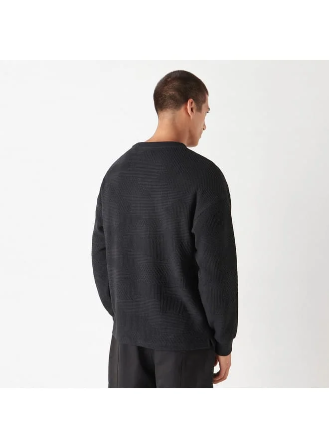 Iconic Iconic Textured Sweatshirt with Long Sleeves