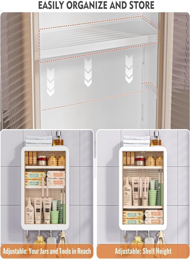 CEPHEUS ENTERPRISE Wall-Mounted Multipurpose Storage Cabinet with Doors & Shelves, Self-Adhesive Bathroom and Kitchen Organizer for Toiletries, Spices, Cleaning Supplies & Daily Essentials - Image 2