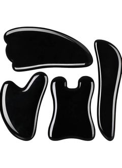 Massage Facial Tool Natural Jade Stone Board Scraping Set for SPA Acupuncture Physical Therapy Muscle Knot Caring Point Treatment 4PCS