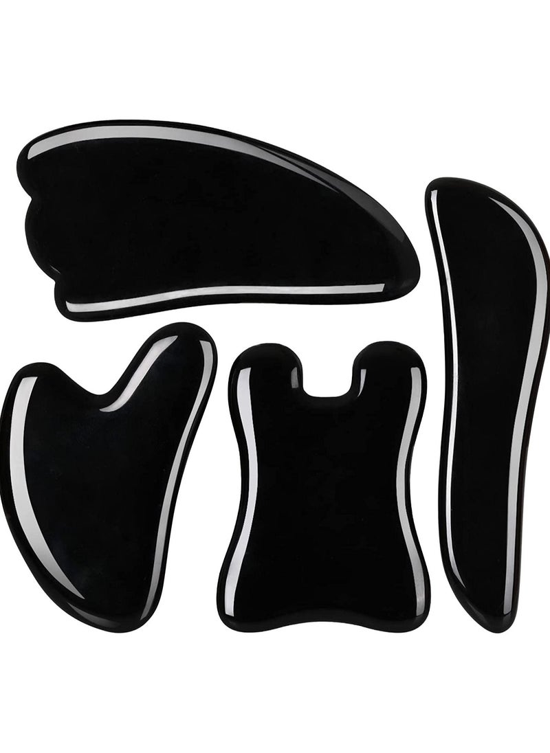Y&D - Massage Facial Tool Natural Jade Stone Board Scraping Set for SPA Acupuncture Physical Therapy Muscle Knot Caring Point Treatment 4PCS - Image 1